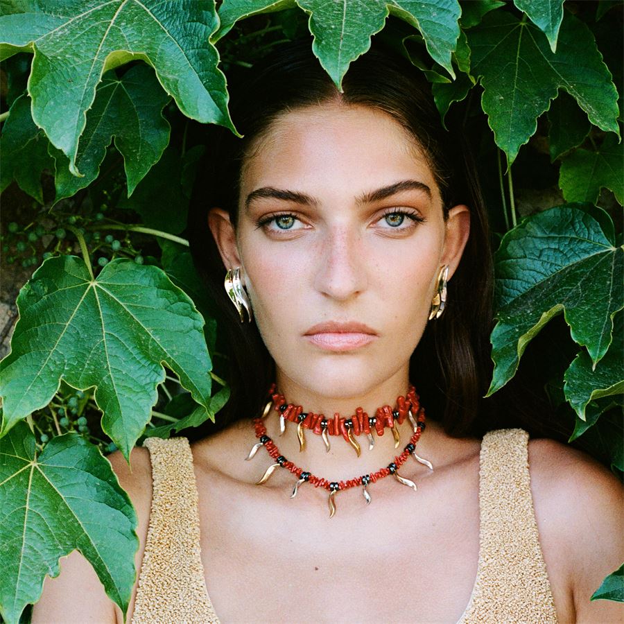 Collana girocollo in corallo ed ematite FLAME | CL EMATCORAL DOPPIA